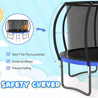 Trampoline 12FT 14FT 15FT 16FT for Kids/Adults - Outdoor Recreational with Enclosure Net Curved