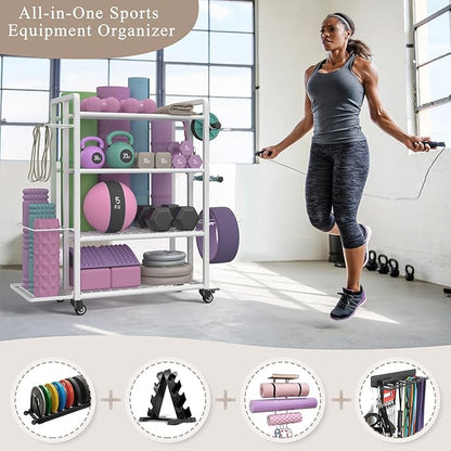 4-Tier Dumbbell Rack Stand Only, Adjustable Weight Rack for Dumbbells Kettlebells Yoga Mat, Home