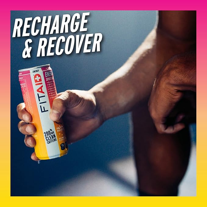 FITAID ENERGY, 200mg Natural Caffeine, Keto, Peach Mandarin, Optimum Performance Formula: BCAAs