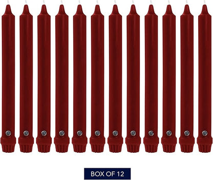 Colonial Candle Unscented Taper Candle, Classic Collection, Traditional Cranberry, 12 In, Pack of