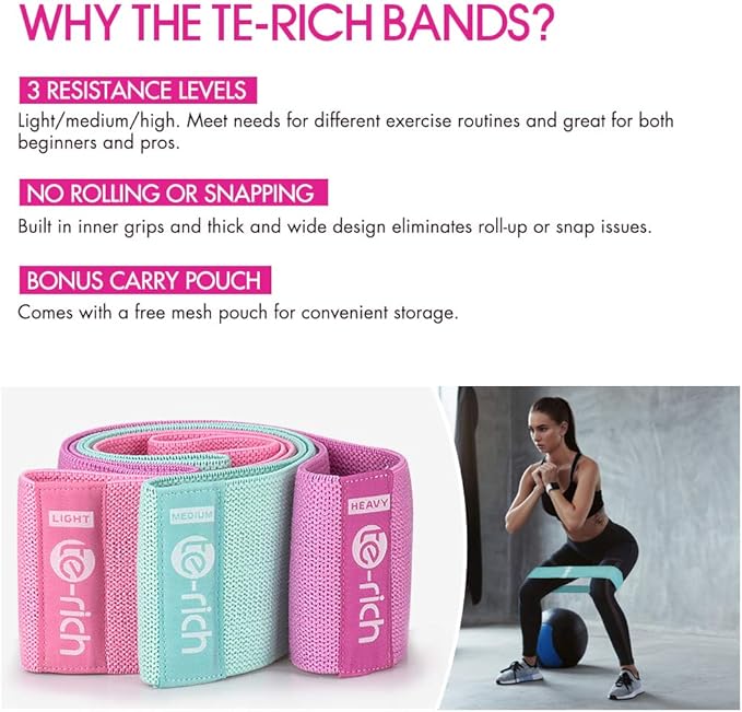 Resistance Bands, Fabric Workout Bands for Women & Men, Cloth Booty Resistance Loop Bands, Thick