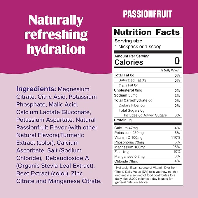 Ultima Replenisher Daily Electrolyte Powder Drink Mix – Sugar Free – Passionfruit, 90 Servings