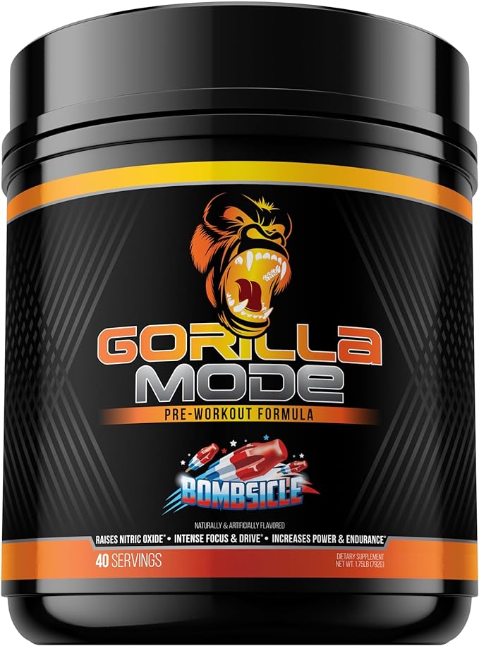 Gorilla Mode Pre Workout - Massive Pumps · Laser Focus · Energy · Power - L-Citrulline, Creatine