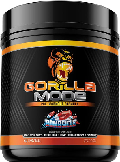 Gorilla Mode Pre Workout - Massive Pumps · Laser Focus · Energy · Power - L-Citrulline, Creatine