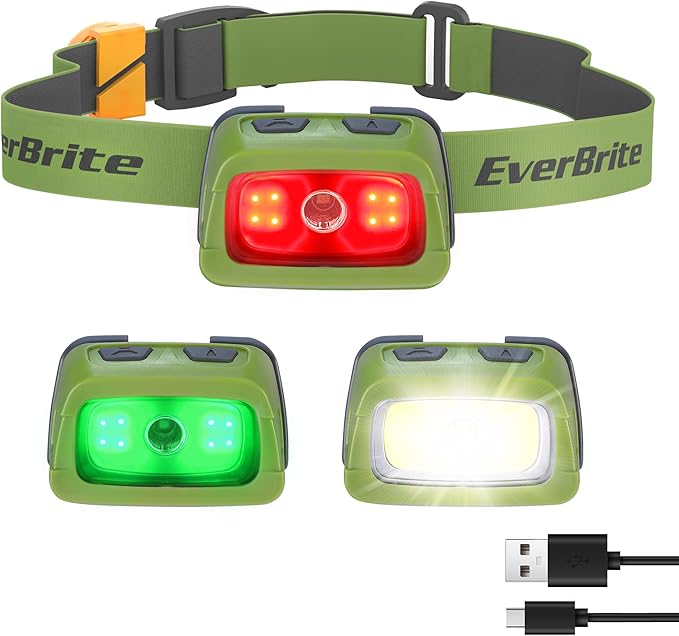 EverBrite Rechargeable Headlamp, 350 Lumens Headlamp with Red Light and Memory Function, 7 Modes