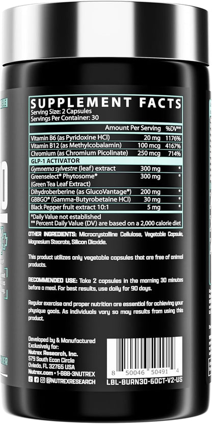 BURN30 GLP-1 Supplement - Super Berberine Weight Management Support GLP1 Naturally | Advanced