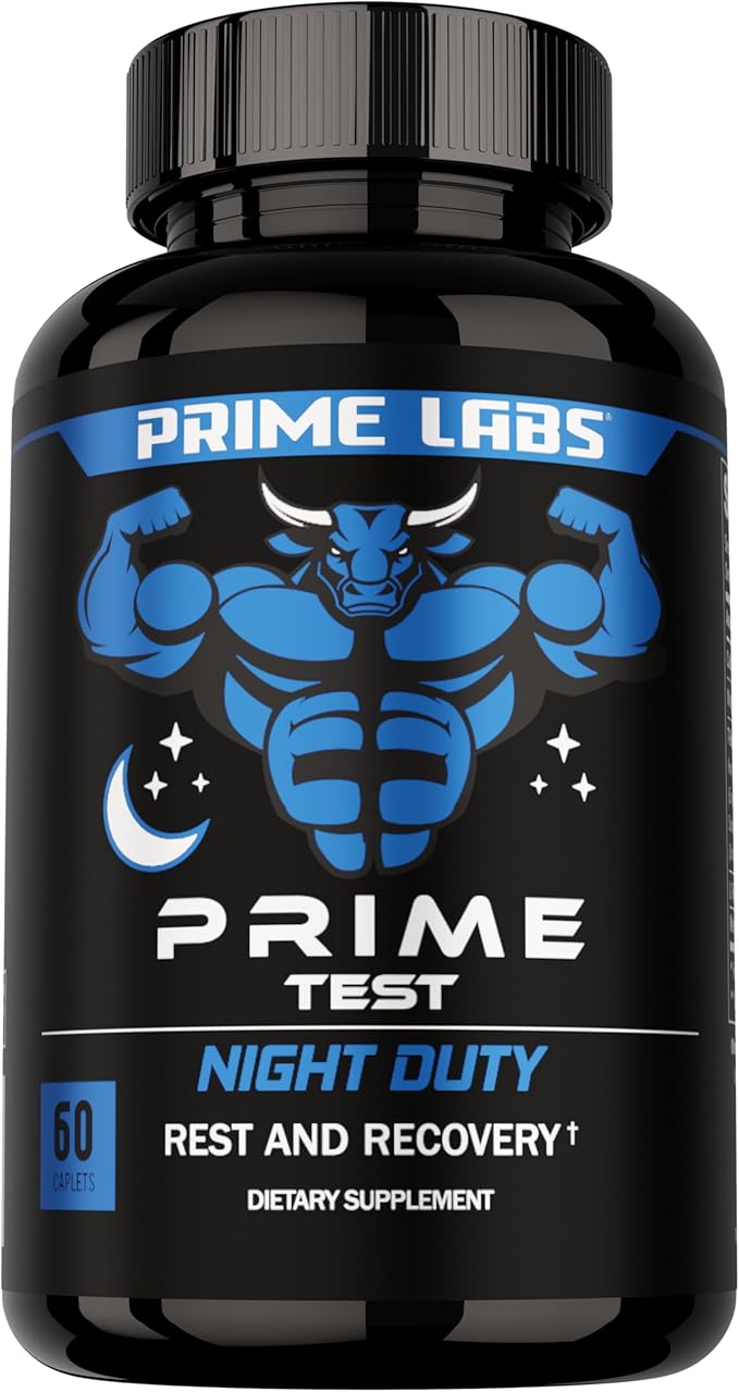 Prime Labs Night Duty - Nighttime Testosterone Booster & Sleep Support - PM Rest & Muscle Recovery