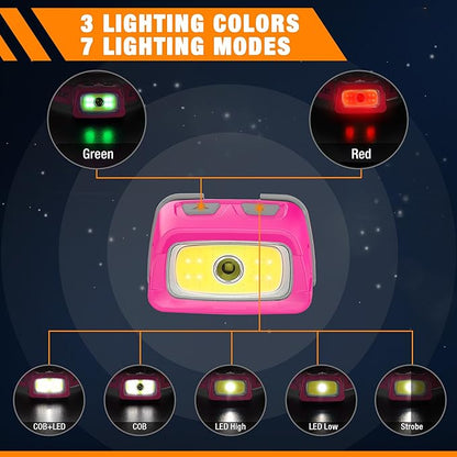 EverBrite Rechargeable Headlamp, 350 Lumens Headlamp with Red Light and Memory Function, 7 Modes
