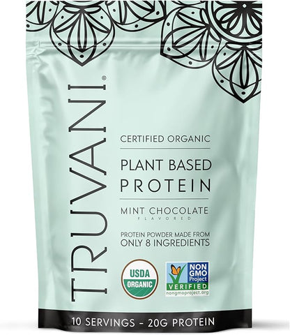 Truvani Vegan Pea Protein Powder | Mint Chocolate | 20g Organic Plant Based Protein Per Serving |