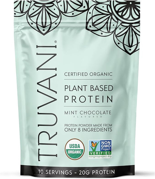 Truvani Vegan Pea Protein Powder | Mint Chocolate | 20g Organic Plant Based Protein Per Serving |