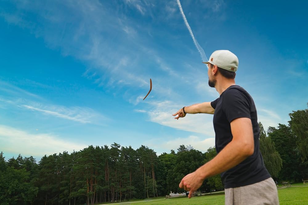 Masterfully Handcrafted Wooden Boomerang | Huge Size – 18 Inches | Flight-Tested, 100-Yard Range |