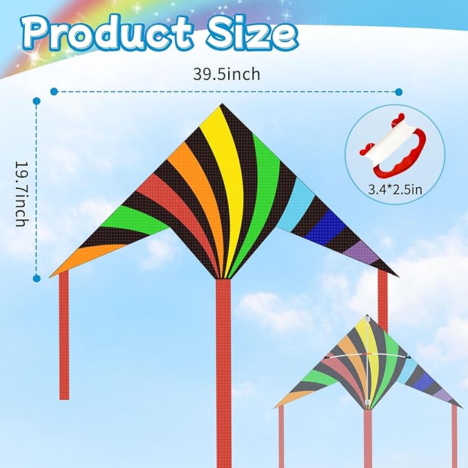 5 Pack Kites for Kids & Adults, Rainbow Butterfly Kite Delta Kites for Kids Age 4-8 8-12, Easy to