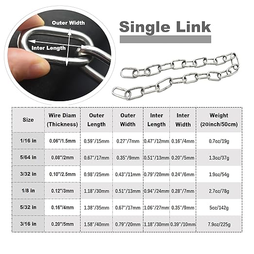 3/16 inch(5mm) Wire Diameter Stainless Steel Safety Chains 40 inch Long Link Rings Light Duty Coil