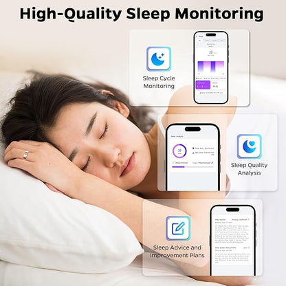 Ultra-Thin Smart Ring for Women Men,Sleep Tracker Ring with Heart Rate, Waterproof Fitness Ring for