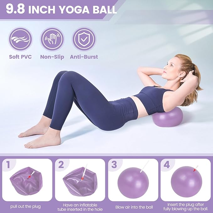 Home Pilates Essentials Kit for Women,Pilates Equipment Set with 9 Inch Yoga Ball,Figure 8