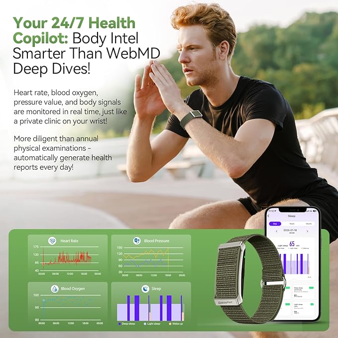 Fitness Tracker,Wearable Health Smart Bracelet Band with Blood Oxygen 170+ Sport Mode 60-Day