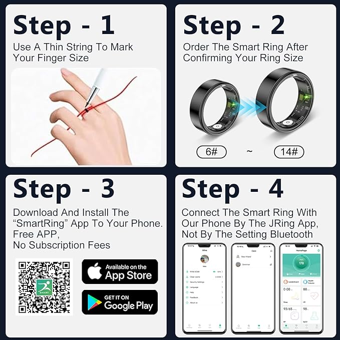 Smart Ring Health Tracker for Women Men-IP68 Waterproof Fitness Ring with Sleep Tracker/Heart