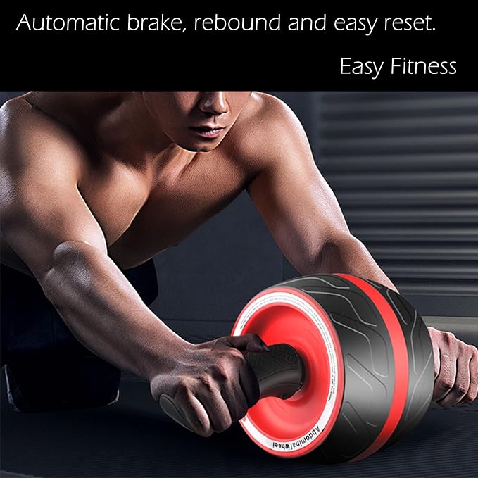 AB Wheel Roller with Resistance Spring, Automatic Rebound Exercise Abdominal Ultra-Wide Wheels