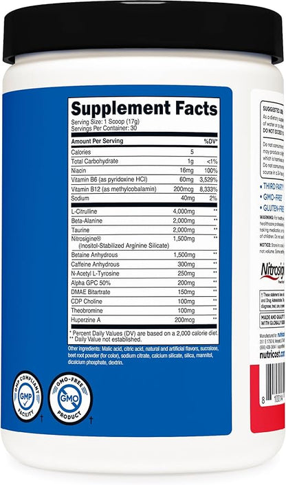 Nutricost Pre-X Xtreme Pre-Workout Complex Powder, Fruit Punch, 30 Servings, Vegetarian, Non-GMO
