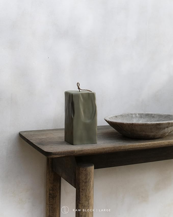 LAWA Raw Block Candle - Beautiful Handmade Pillar Scented Soy Wax Elegant Aesthetic Candle