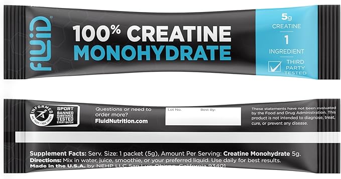 Fluid - Ultra-Fine Micronized 100% Creatine Monohydrate, Informed Sport Certified, Safe for