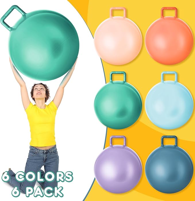 Lewtemi 6 Pcs Hopper Ball Carnival Outdoor Games 32 Inch Jumping Hopping Inflatable Bouncing Ball