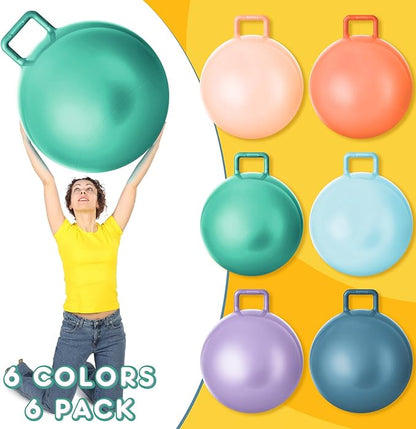 Lewtemi 6 Pcs Hopper Ball Carnival Outdoor Games 32 Inch Jumping Hopping Inflatable Bouncing Ball