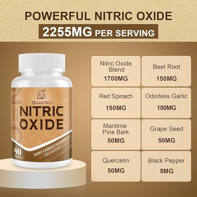Nitric Oxide Supplement, Nitric Oxide Booster & 6-in-1 Phytonutrient Blend for Heart, Flow, Immune