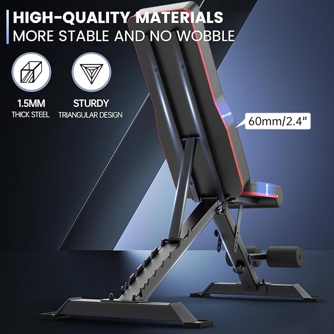 PASYOU Adjustable Weight Bench Full Body Workout Multi-Purpose Foldable Incline Decline Exercise