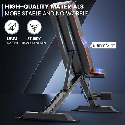 PASYOU Adjustable Weight Bench Full Body Workout Multi-Purpose Foldable Incline Decline Exercise