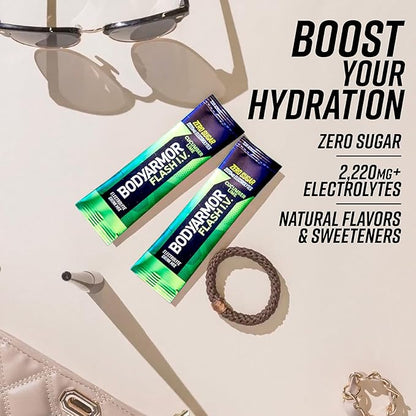 BODYARMOR Flash IV Electrolyte Packets, Cucumber Lime - Zero Sugar Drink Mix, Single Serve Packs