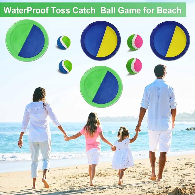 Jalunth Ball Catch Set Game Paddle - Beach Toys Back Yard Pool Outdoor Games Backyard Camping Throw