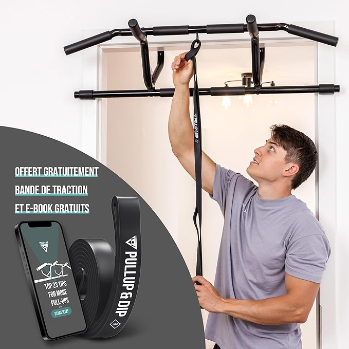 PULLUP & DIP Pull-up bar for door frames for hanging without screws and no slipping, professional