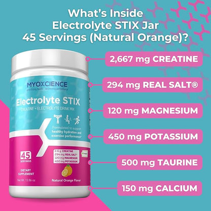 MYOXCIENCE Electrolyte STIX | Creatine Electrolyte Powder | Recovery from Exercise & Muscle