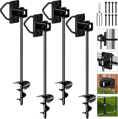 Ground Anchors Heavy Duty, Multi-Purpose Trampoline Anchors Stakes with 3" Wider Spiral Blades