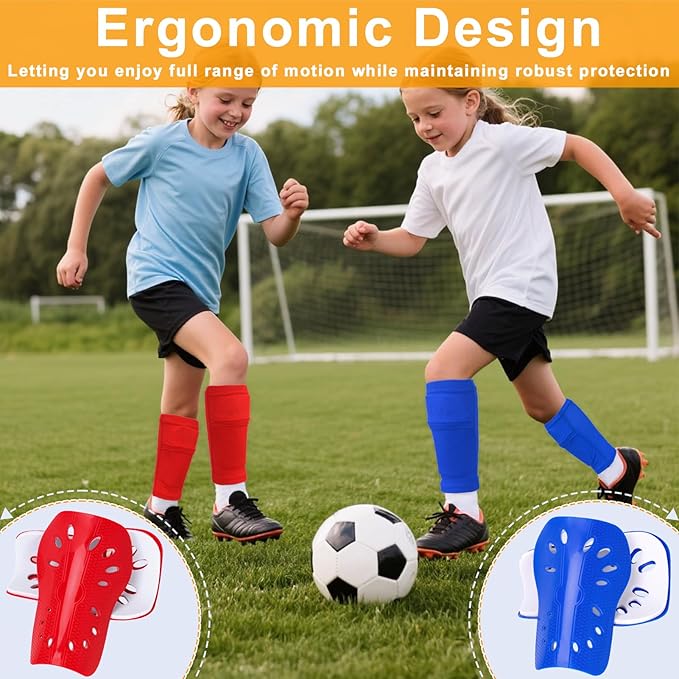 2 Pairs Shin Guards Soccer for Kids,Shin Pads Extra Lightweight Breathable Slide in Shin Guard for