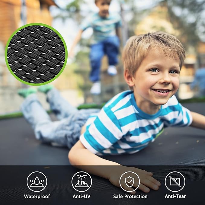 SKOK Trampoline 8FT 10FT 12FT 14FT 15FT Trampolines with Enclosure Net, 400LBS Outdoor Trampolines