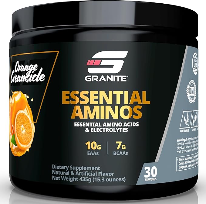 Granite Essential Amino Acids Powder for Muscle Recovery and Growth with 10g EAAs and 7g BCAAs
