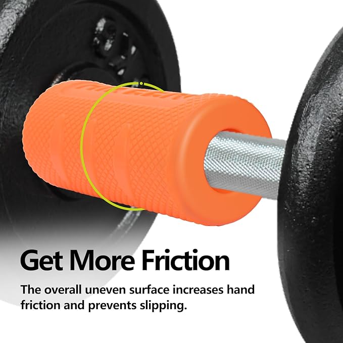 Hikeen Thick Bar Dumbbell Grips,Non Slip Hard Rubber Barbell Grips,Grips for Weight Lifting, Muscle