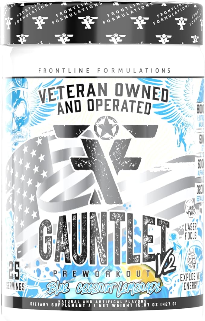 Gauntlet Pre-Workout Powder, Explosive Workouts, Laser Focus, Mid Stim, Amazing Flavor, Veteran