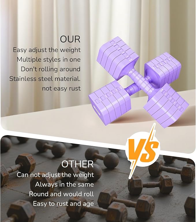 Adjustable Dumbbell Set for Women Men 16LB 20LB Hand Weights Dumbbells Sets Woman Exercise Fitness