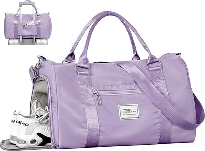 FIORETTO Womens Gym Tote Duffle Bag with Wet Pocket & Shoe Compartment, Sports Duffel Overnight