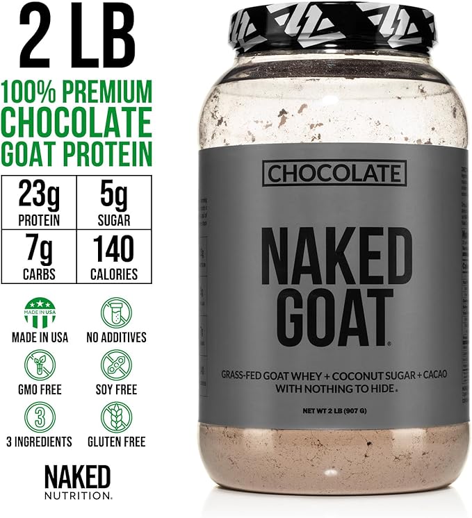 NAKED Goat Chocolate Protein Powder - Pasture Fed Goat Whey Protein Powder from Small-Herd Dairies