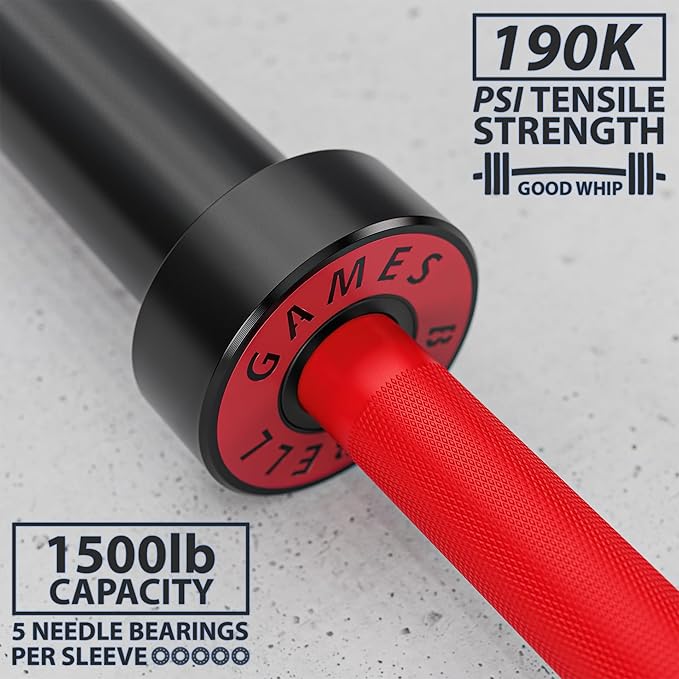 Synergee Games 15kg and 20kg Colored Ceramic Coated Barbells. Rated 1500lbs for Weightlifting and