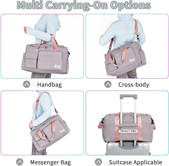 FIORETTO Women's Gym Duffle Bag with Shoes Compartment, 37L Capacity, Ideal for Travel, Gym