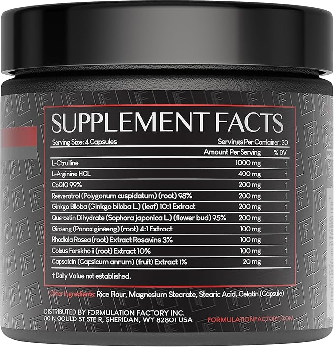 Heart of Steel: 10-in-1 Metabolic Maximizer Nitric Oxide Supplement, Blood Pressure Support, L