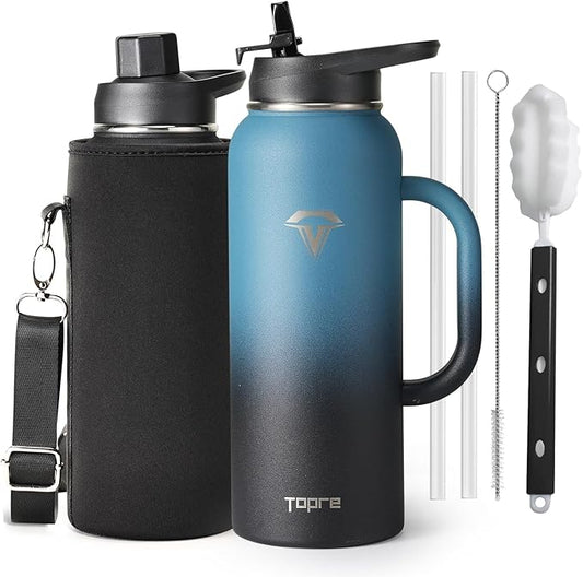 40 oz Insulated Water Bottle with Straw and Lid, Food-grade Double Wall Vacuum Stainless Steel
