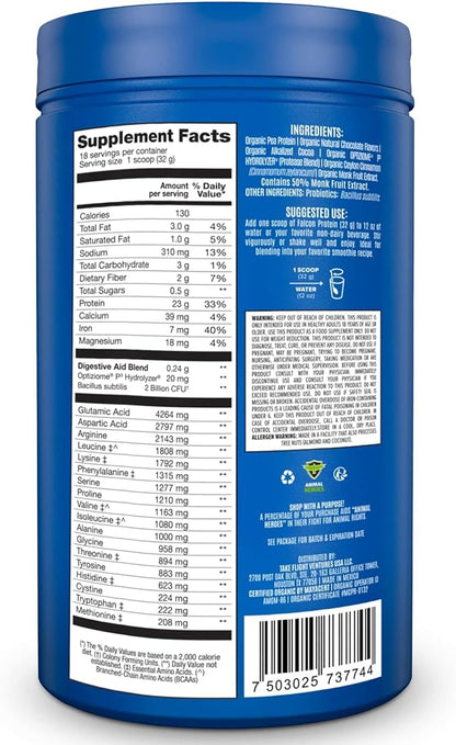 Falcon Vegan Protein Powder Organic, Stevia & Sugar Free, Plant Based Protein, Low Carb, Dairy
