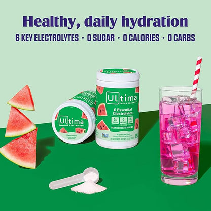 Ultima Replenisher Daily Electrolyte Powder Drink Mix – Sugar Free – Watermelon, 90 Servings