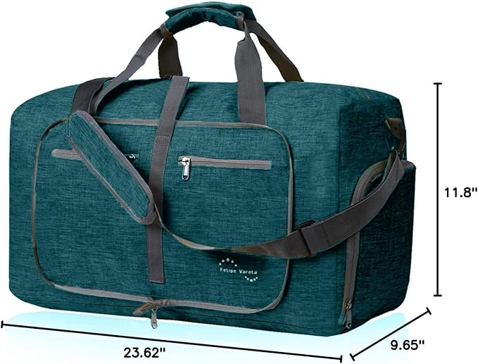 Felipe Varela Duffle Bag with Shoes Compartment and Adjustable Strap,Foldable Travel Duffel Bags